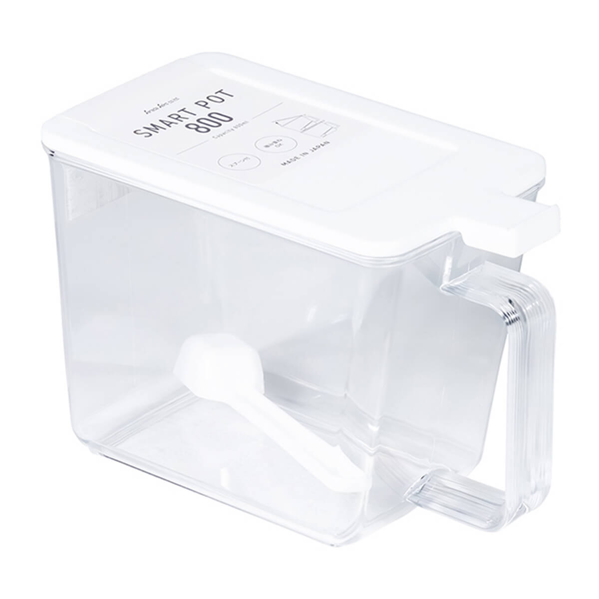 調味料ケース 調味料入れ 調味料ホルダー シュガーケース 砂糖 塩 ソルトケース スマートポット800ml スプーン付 白 340653