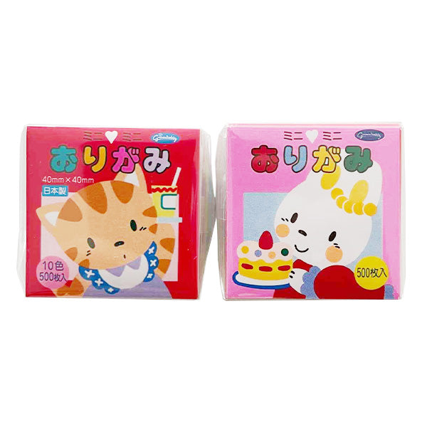 折り紙 折紙 オリガミ ミニミニおりがみ 10色 500枚 4×4cm 2柄込み 340737