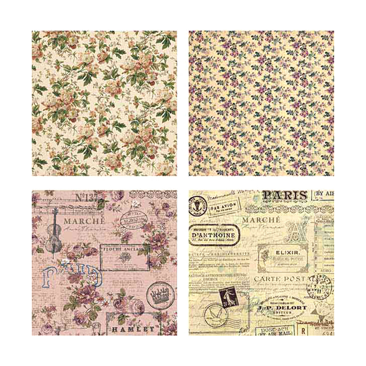 【OUTLET】デザインペーパー 工作紙 16P クラフトアンティーク 340983