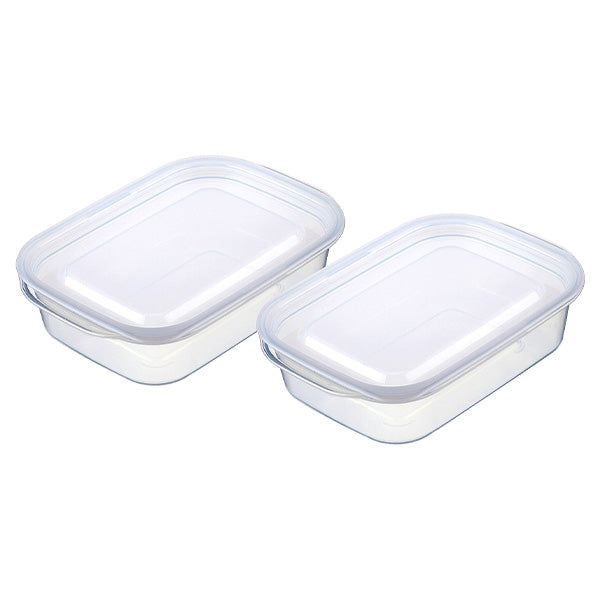 食品保存容器 楽ちんパック 浅型 290ml 2個組 クリアーホワイト 341069