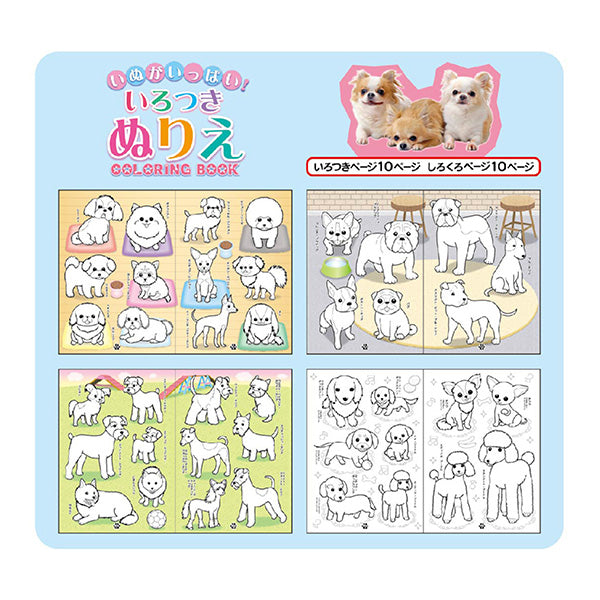 塗り絵 いろつきぬりえ いぬがいっぱい 341107