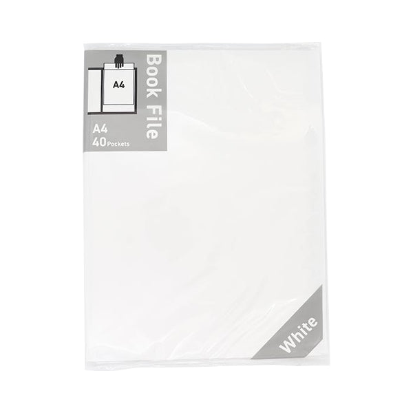 ポケットファイル ブックファイル ポケットクリアファイル A4 ブックファイル 40P 白 341160