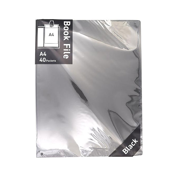 ポケットファイル ブックファイル ポケットクリアファイル A4 ブックファイル 40P 黒 341161