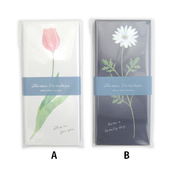 封筒 長形4号 一輪の花 10 枚 341388