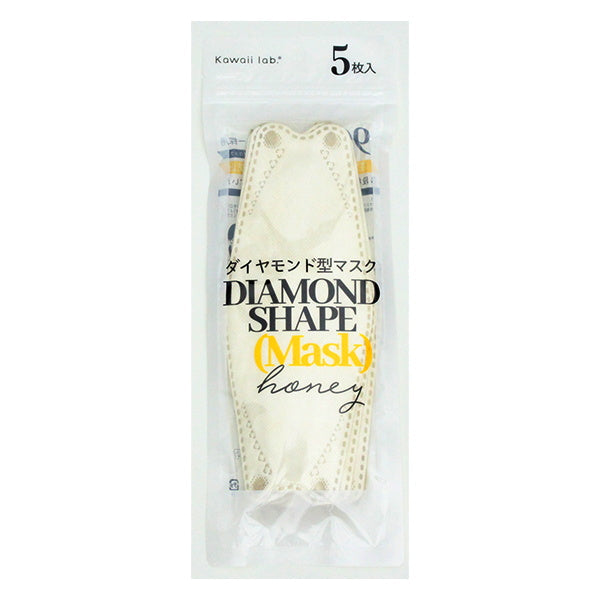 ダイヤモンド型マスク カラーマスク 5枚入 ハニー 341487