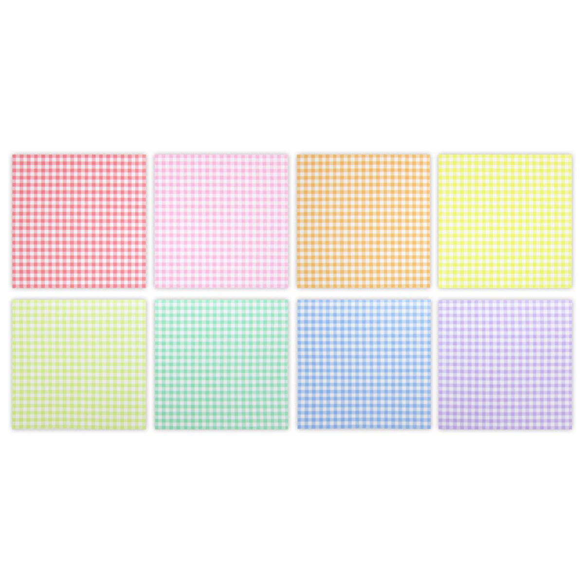 デザインペーパー ギンガムチェック柄 ビビットカラー 48枚 341664