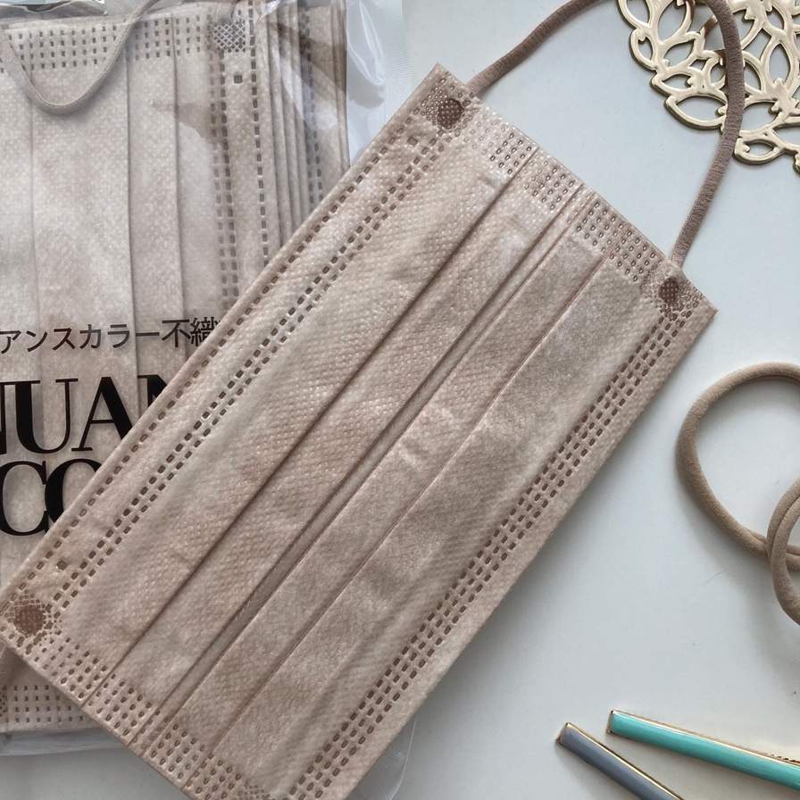 ニュアンスカラー不織布マスク カラーマスク 10枚入 モカ 342477