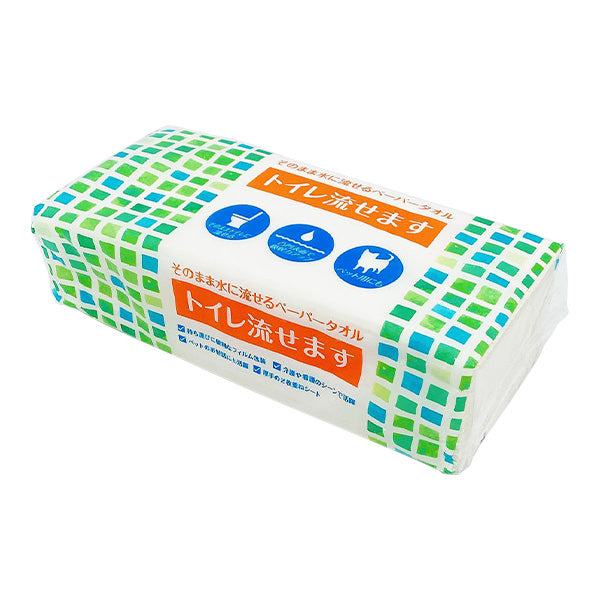 ペーパータオル 紙タオル トイレットペーパー 水に流せるペーパータオル 100組 342548