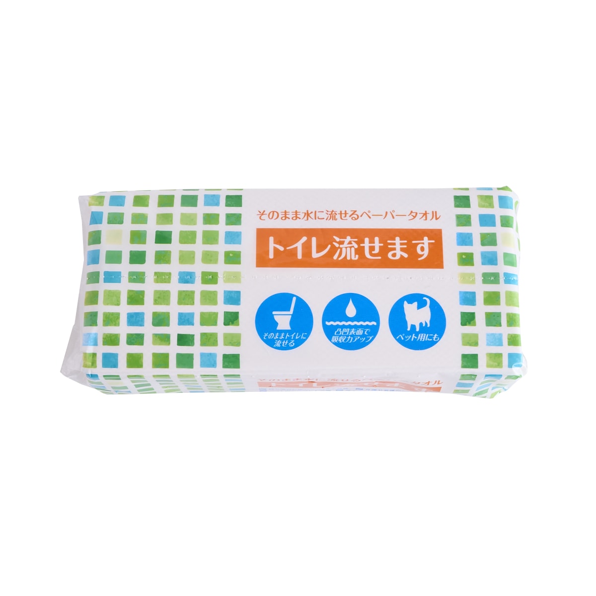 ペーパータオル 紙タオル トイレットペーパー 水に流せるペーパータオル 100組 342548
