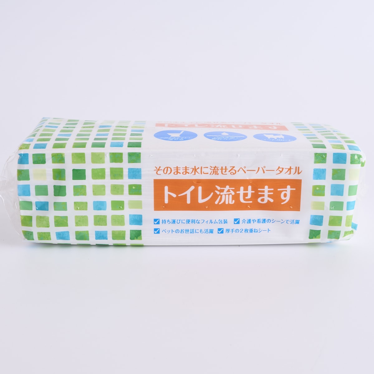 ペーパータオル 紙タオル トイレットペーパー 水に流せるペーパータオル 100組 342548