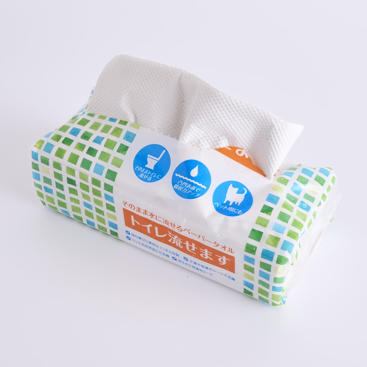 ペーパータオル 紙タオル トイレットペーパー 水に流せるペーパータオル 100組 342548
