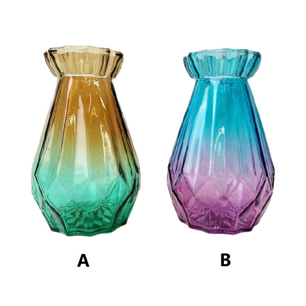 【OUTLET】花瓶 花びん 花器 ダイヤグラスベース グラデーション H15xW10xD10cm 343594