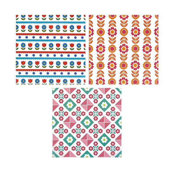 デザインペーパー 工作紙 12P レトロフラワー 15×15cm 344522