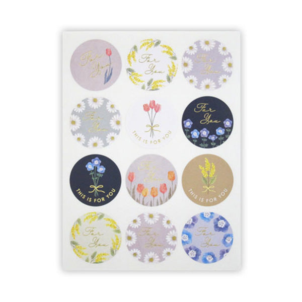 シール 花柄 フラワー おしゃれ かわいい ラッピングシール ギフト用シール プレゼント フルラージュ ポイントシール フォーユー 48片 344664