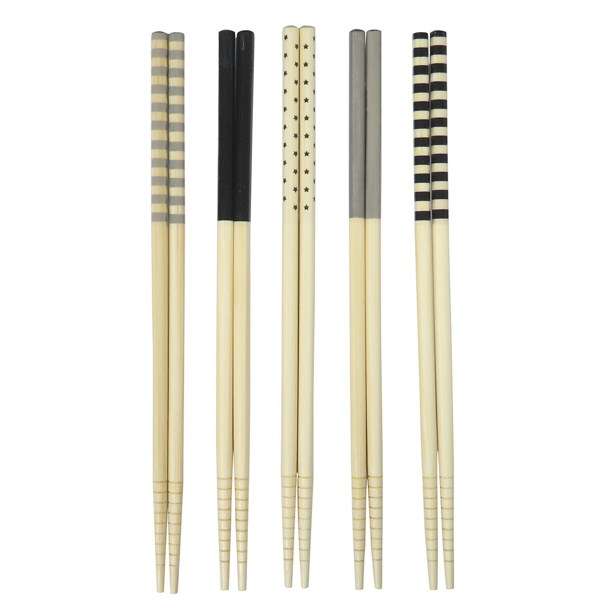 竹箸 5P モノトーンプリント 344966