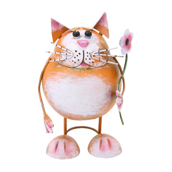 【OUTLET】オブジェ 置物 インテリア ガーデンオブジェ 庭 動物 ゆらゆらスチール アニマル  ねこ 猫 ネコ 11.5×11.5×17.5cm 346231