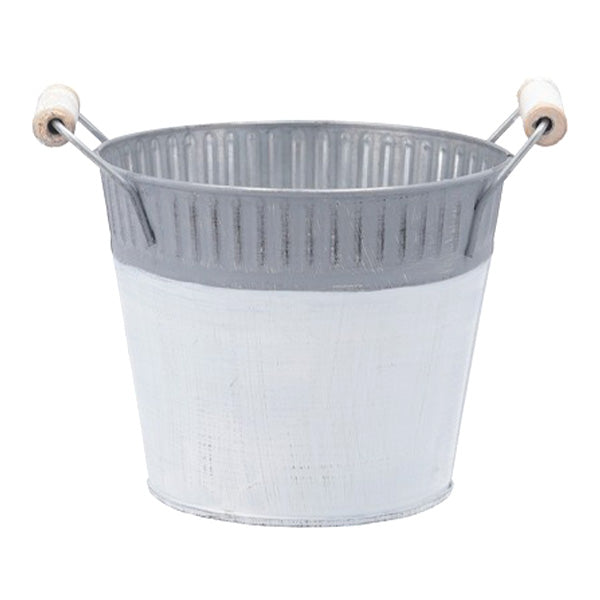 【OUTLET】ブリキバケツ アベル ラウンド M ホワイト 幅18×奥行14×高さ14.5cm インテリア 346261