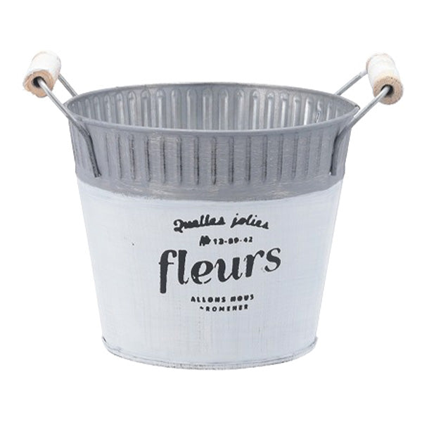 【OUTLET】ブリキバケツ アベル ラウンド M ホワイト 幅18×奥行14×高さ14.5cm インテリア 346261