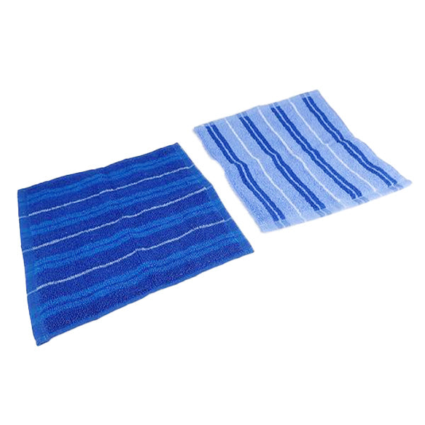 【OUTLET】ハンドタオル ハンカチ ミニタオル 青 ブルー ボーダー 約22×22cm 347407