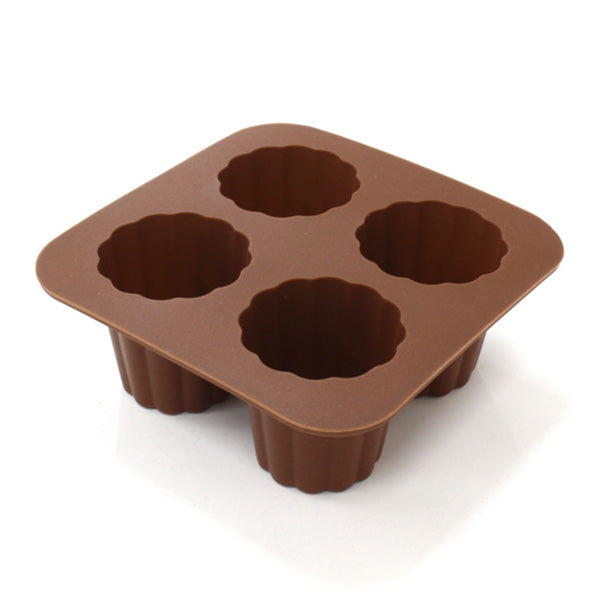 カヌレ型 4型分 お菓子型 シリコン製 シリコーン 約9.1×9.1×3.5cm 347576