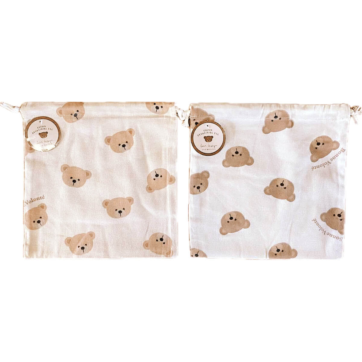 巾着袋 バッグインバッグ 北欧 小物入れ コスメポーチ 化粧ポーチ コットン巾着袋 ベアー 25×25cm 348271