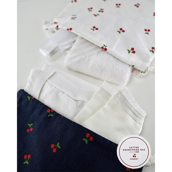 着袋 バッグインバッグ 北欧 小物入れ コスメポーチ 化粧ポーチ コットン巾着袋 マーガレット 25×25cm 348272