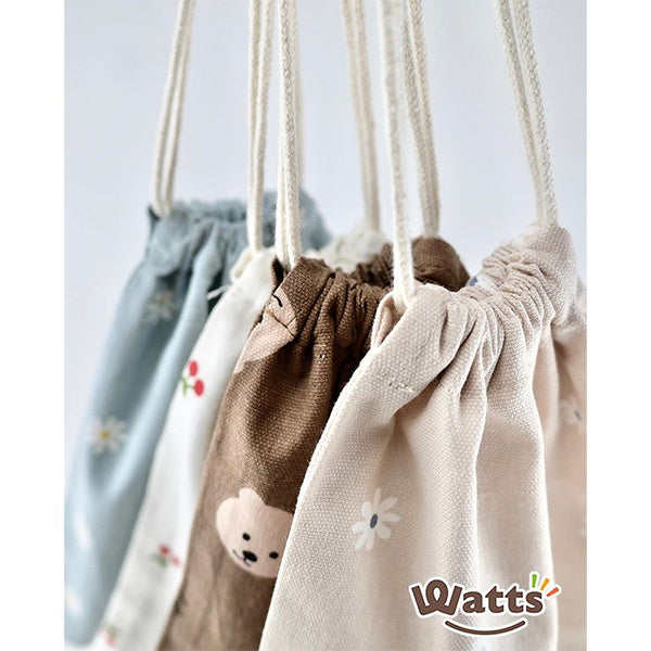 巾着袋 バッグインバッグ 北欧 小物入れ コスメポーチ 化粧ポーチ コットン巾着袋 チェリー 25×25cm 348273