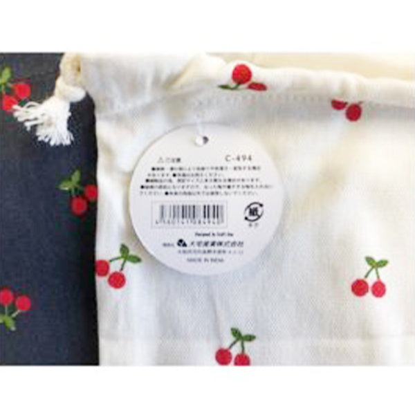 巾着袋 バッグインバッグ 北欧 小物入れ コスメポーチ 化粧ポーチ コットン巾着袋 チェリー 25×25cm 348273