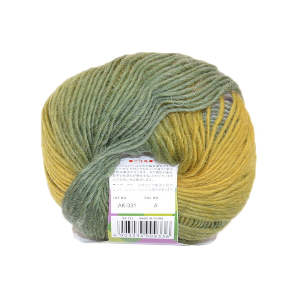 毛糸 ウール100% フェードカラーヤーン オリーブ/パープル 349756