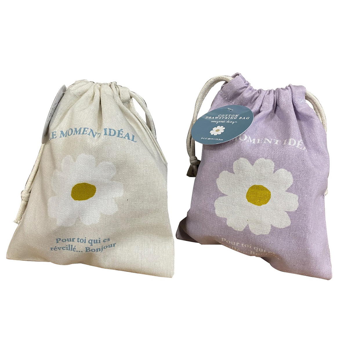 コットン巾着袋 マーガレット柄 349997