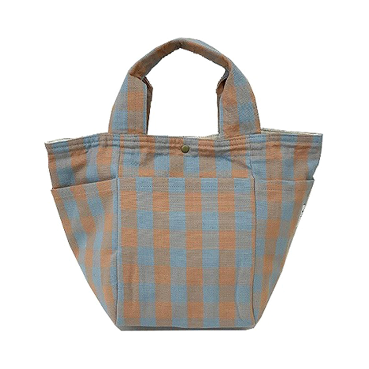 【OUTLET】トートバッグ お弁当 ランチトート インド綿 チェック H25×W37×D16cm BROWN×BLUE  GBG7081-140 350116