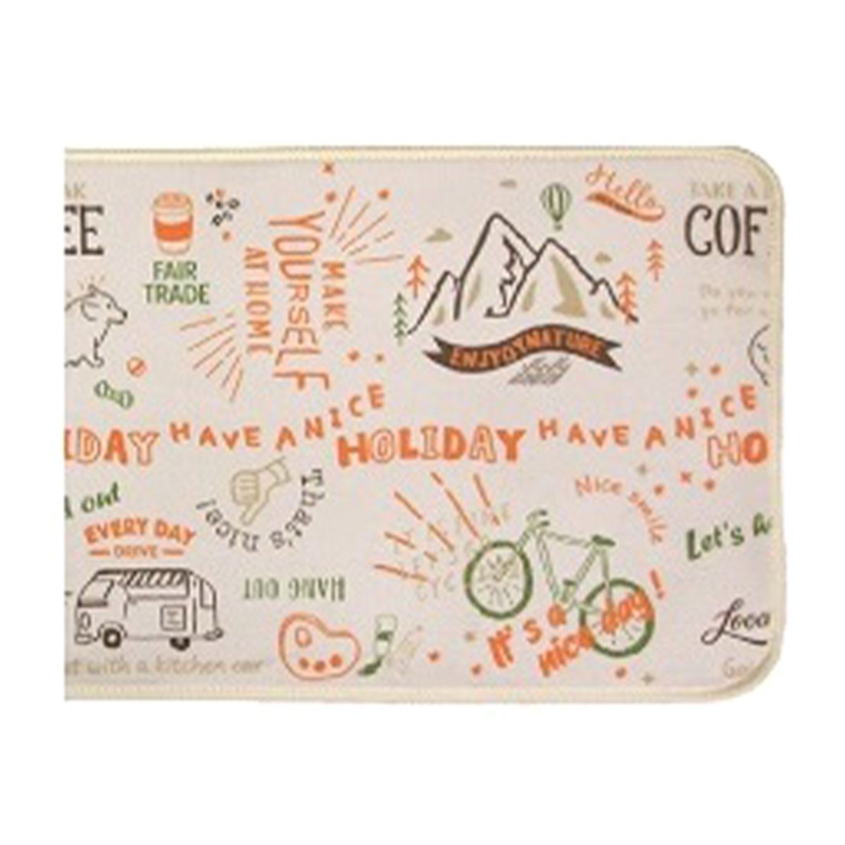 台所マット ロゴプリントキッチンマット グレッシュホワイト 約45×120cm 350816