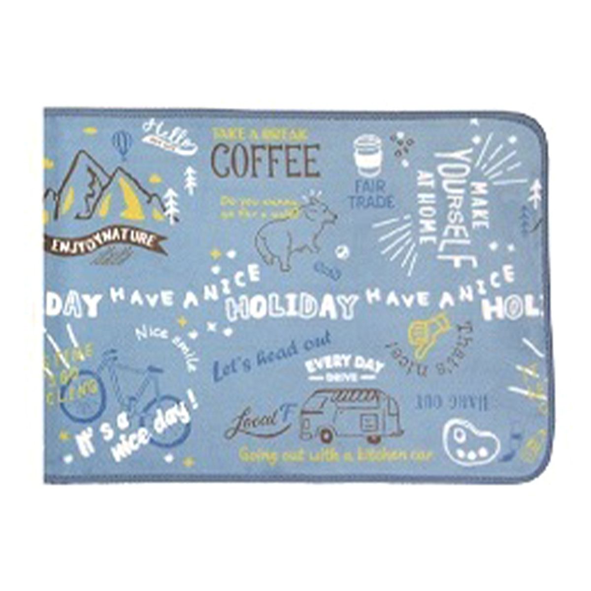 ロゴプリントキッチンマット ブルー 350817