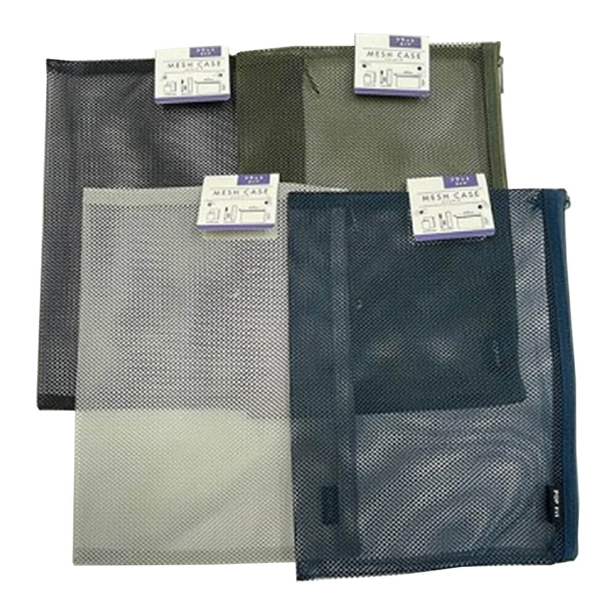 メッシュポーチ メッシュケースフラットタイプ L 約26x19cm 352016