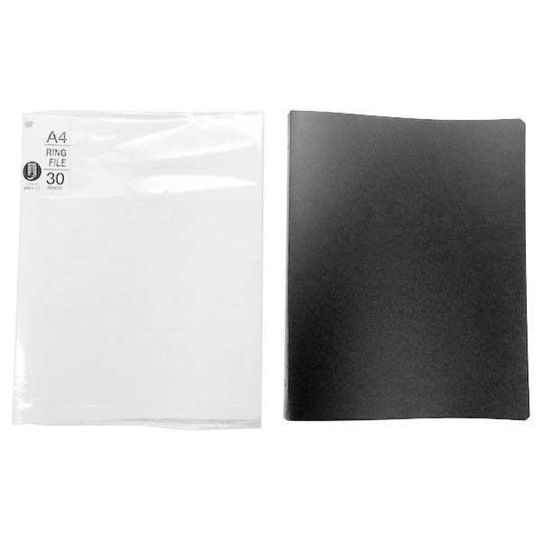 リングファイル リングバインダー 30穴 A4 30リングファイル (ホワイト・ブラック) 352305