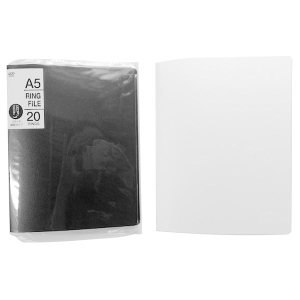 リングファイル リングバインダー 20穴 A5 20リングファイル (ホワイト・ブラック) 352307