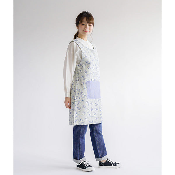 【OUTLET】脇ボタンエプロン ピュアフラワー柄 /AP9131/09 353210