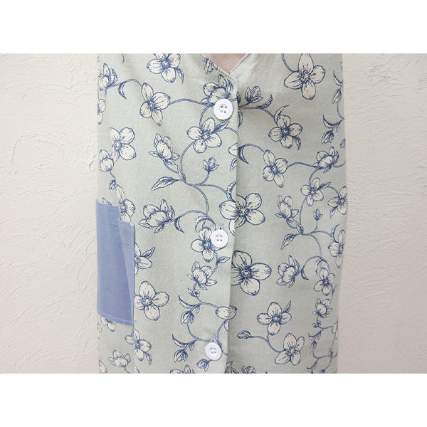 【OUTLET】脇ボタンエプロン ピュアフラワー柄 /AP9131/09 353210