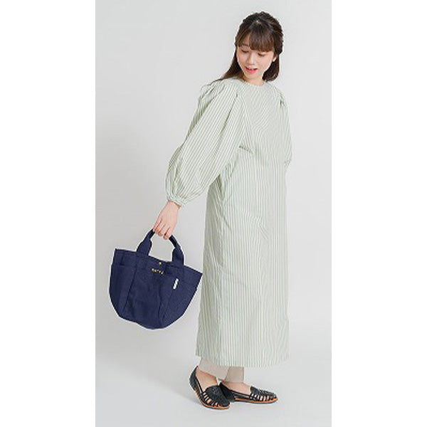 【OUTLET】ランチトート トートバッグ お弁当トート ランチバッグ インド綿 折りたたみ ロゴ刺繍 GBG7069A-69 グリーン H25×W37×D16cm 353336