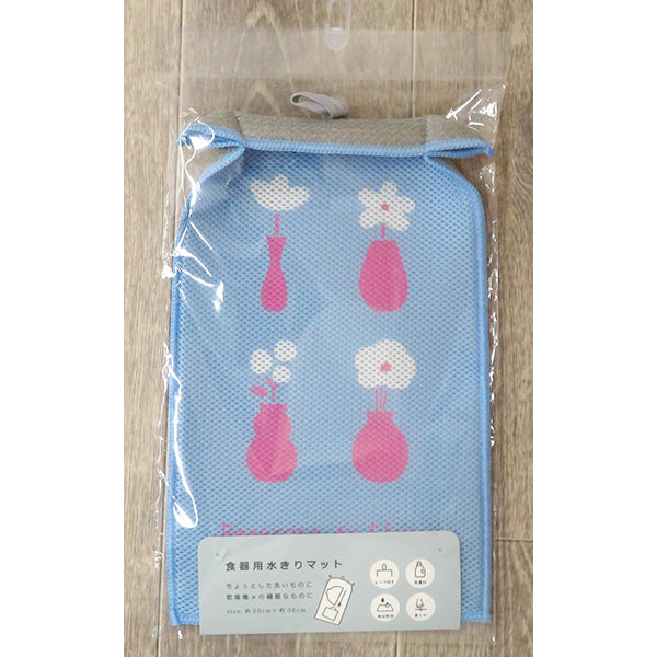 【OUTLET】水切りマット 水切りシート 北欧 花柄 スリム キッチン 食器乾燥 吸水マット 吸水シート ドライマット 吊り下げ可 36×20cm 353620