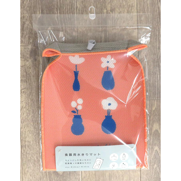 【在庫限り】水切りマット 水切りシート 北欧 花柄 スリム キッチン 食器乾燥 吸水マット 吸水シート ドライマット 吊り下げ可 36×26cm 353621
