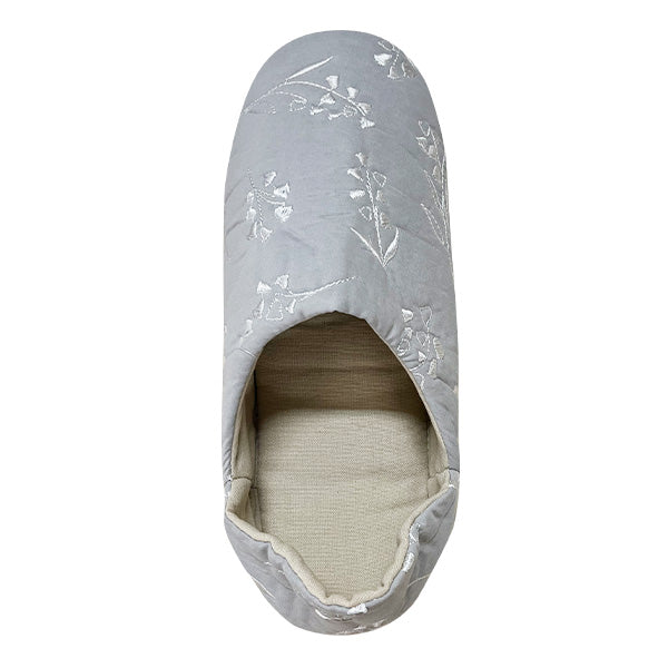 【OUTLET】バブーシュ スリッパ ルームシューズ モロッコ風 室内 来客用 すずらん柄 グレー 24.5cm RK1460/09  353639