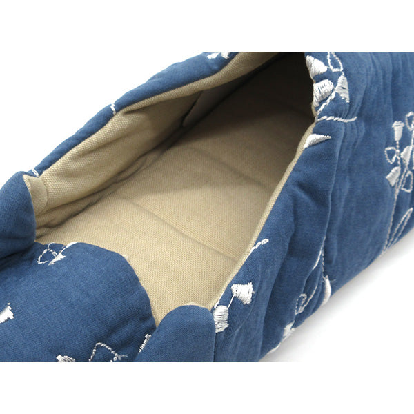 【OUTLET】バブーシュ スリッパ ルームシューズ モロッコ風 室内 来客用 すずらん柄 ネイビー 24.5cm RK1460/85 353641