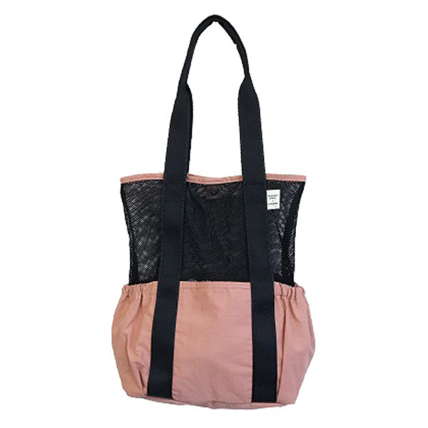 【OUTLET】トートバッグ 大きめ 縦型 メッシュ シンプル ポケット 折りたたみ ピンク H37×W25×D12cm 353790