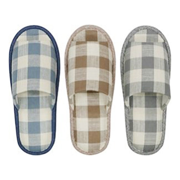 【OUTLET】スリッパ 低反発 室内用 メンズ 紳士用 男性 低反発スリッパ チェック フリーサイズ(ブラック・ネイビー・グレー) 353882