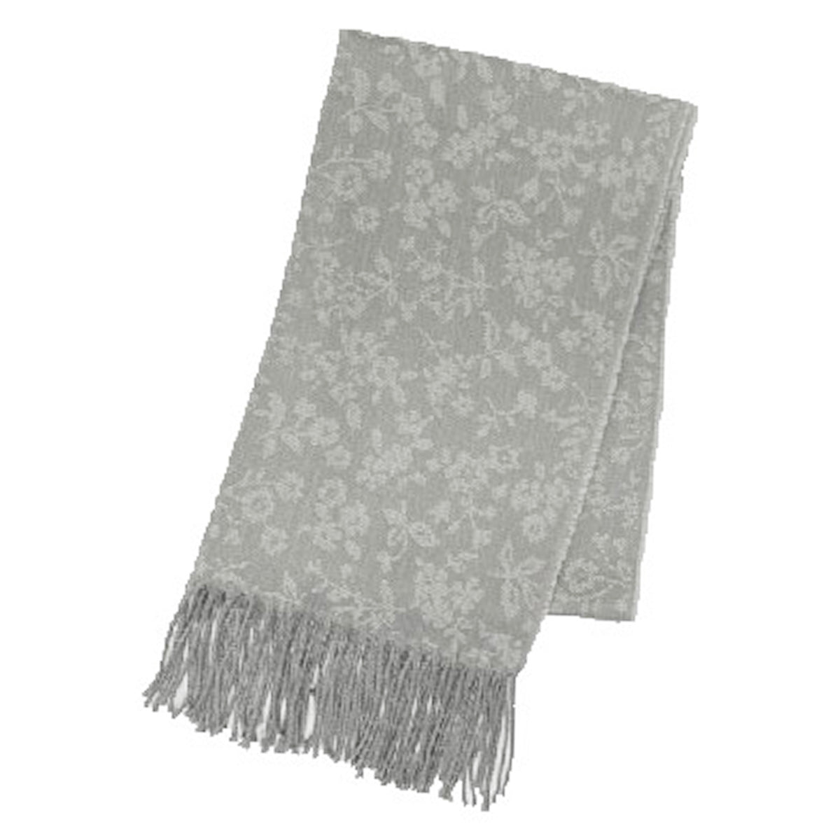 【OUTLET】ストール マフラー ネックウォーマー 花柄ストール グレー H165×W50cm  355073