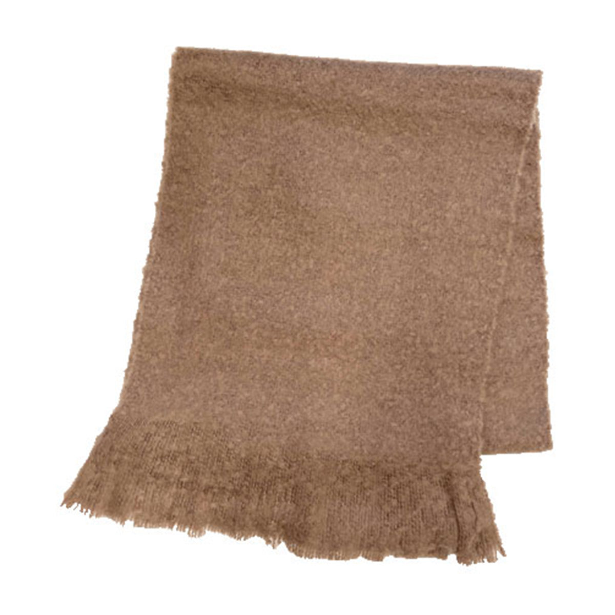 【OUTLET】ストール マフラー ネックウォーマー モヘア無地ストール ブラウン H175×W40cm 355076