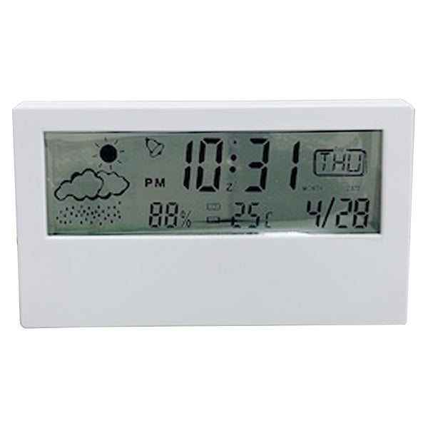 置き時計 クリアデジタル置き時計 ホワイト 白 H7.3×W13.4×D3cm 355166