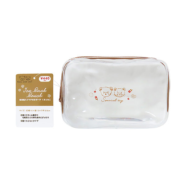 ポーチ 保冷剤入 大きめマチ付 ポーチ スポーツくまとねこ W16×D10×マチ3.5cm 355528