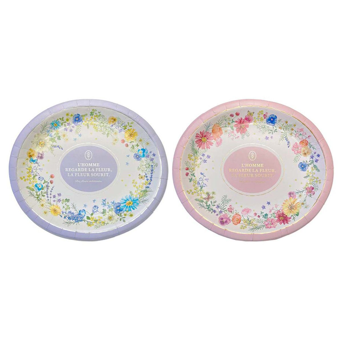 【OUTLET】紙皿  オードブル 大皿 オーバルプレート 2P フローラル 355558